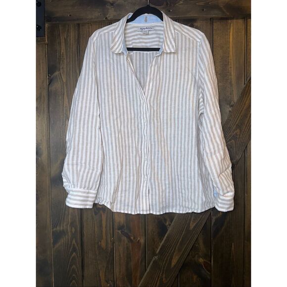 TOMMY BAHAMA Linen Striped Button Down Shirt - Picture 1 of 6